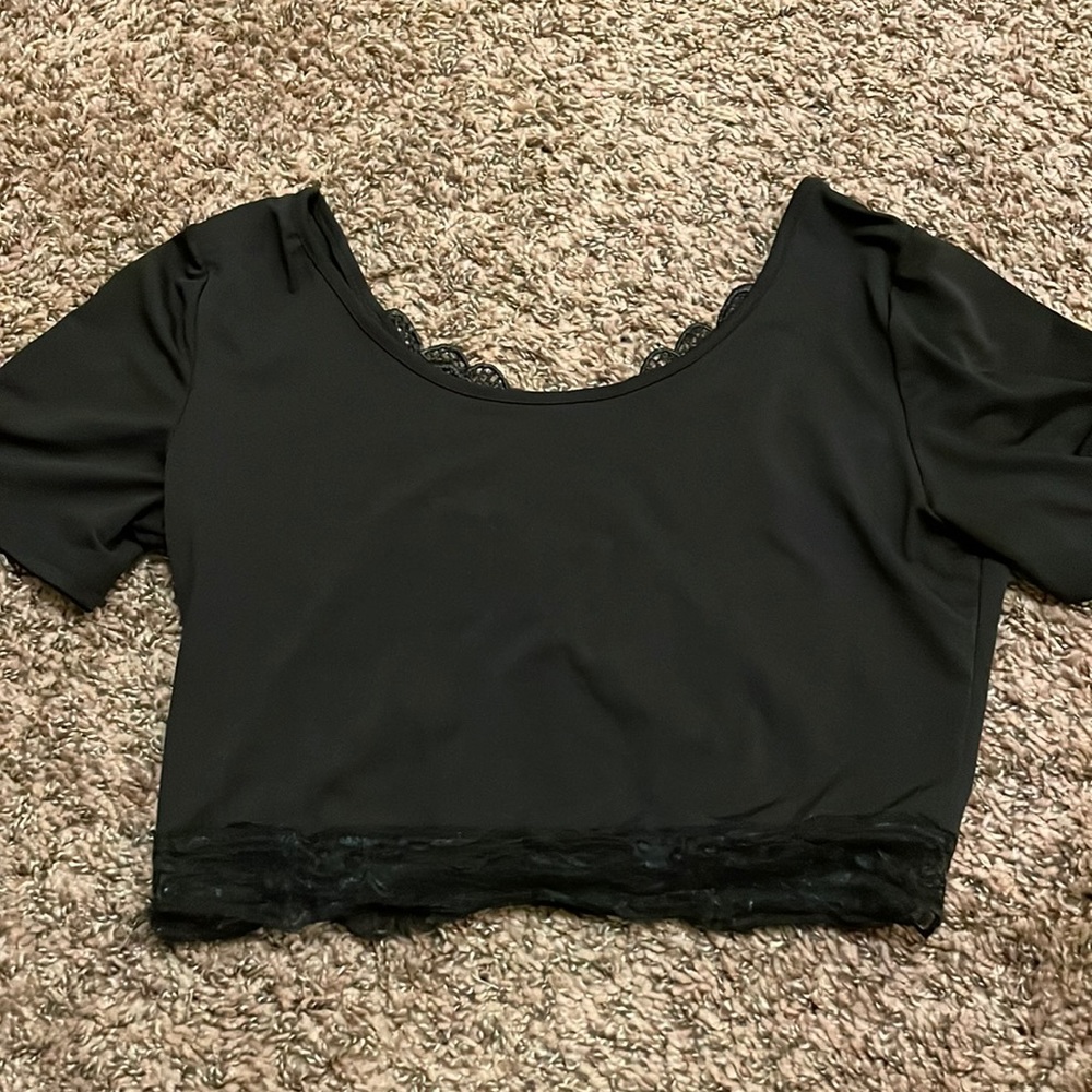 Black crop top with butterfly cutout